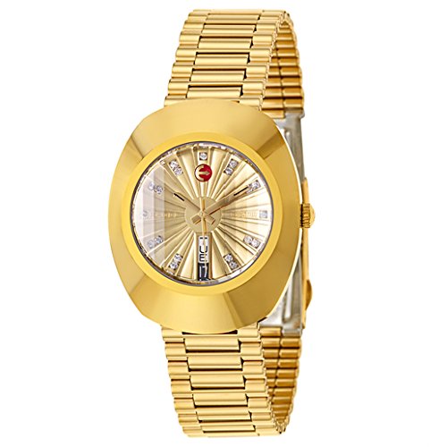 Rado Watches : R12413363 Automatic Crystal Hour Markers Dial Day Date Gold Tone Stainless Steel Men Watch
