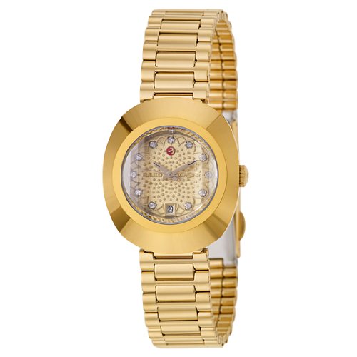 Rado Watches : R12416083 Automatic Crystal Hour Markers Dial Date Gold Tone Stainless Steel Women Watch
