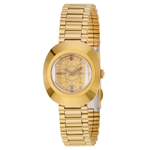 Rado Watches : R12416593 Automatic Crystal Hour Markers Dial Date Gold Tone Stainless Steel Women Watch