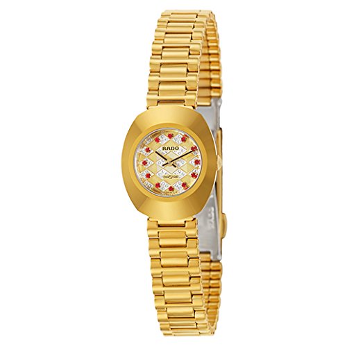 Rado Watches : R12559193 Quartz Analog Crystal Pave Dial Gold Tone Stainless Steel Women Watch