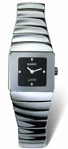 Rado Watches : R13334732 Quartz Platinum Ceramic Black Dial Platinum Ceramic Band Women Watch