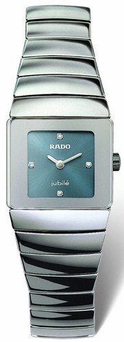 Rado Watches : R13334762 Quartz Platinum Ceramic Blue Dial Platinum Ceramic Band Women Watch