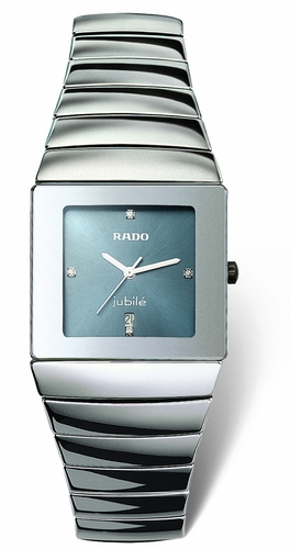 Rado Watches : R13432762 Quartz Platinum Ceramic Blue Dial Platinum Ceramic Band Men Watch