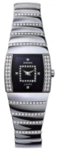 Rado Watches : R13578982 Quartz Platinum Ceramic Black Dial Platinum Ceramic Band Women Watch