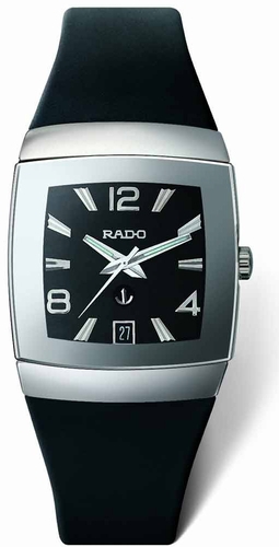 Rado Watches : R13598159 Automatic Platinum Ceramic Black Dial Black Rubber Band Men Watch