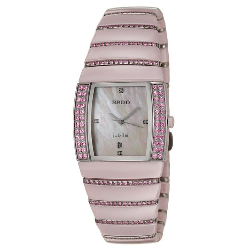 Rado Watches : R13657902 Quartz Mother of Pearl Diamond Dial Date Pink Sapphires and Ceramic Women Watch