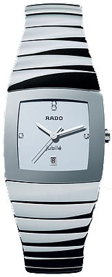 Rado Watches : R13720702 Quartz Platinum Ceramic Silver Dial Platinum Ceramic Band Men Watch