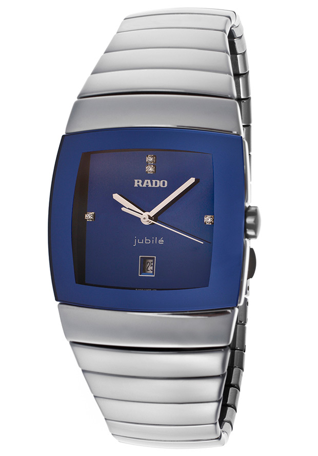 Rado Watches : R13810702 Quartz Diamonds Blue Dial Platinum Tone Ceramic Men Watch