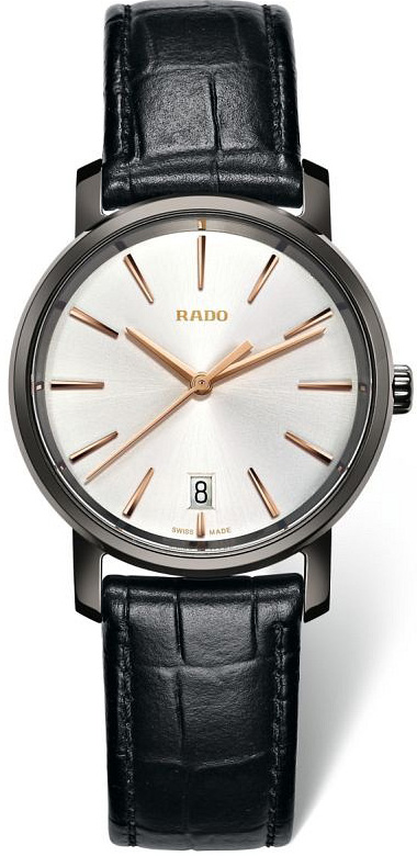 Rado Watches : R14064105 Quartz Analog Date Black Leather Women Watch