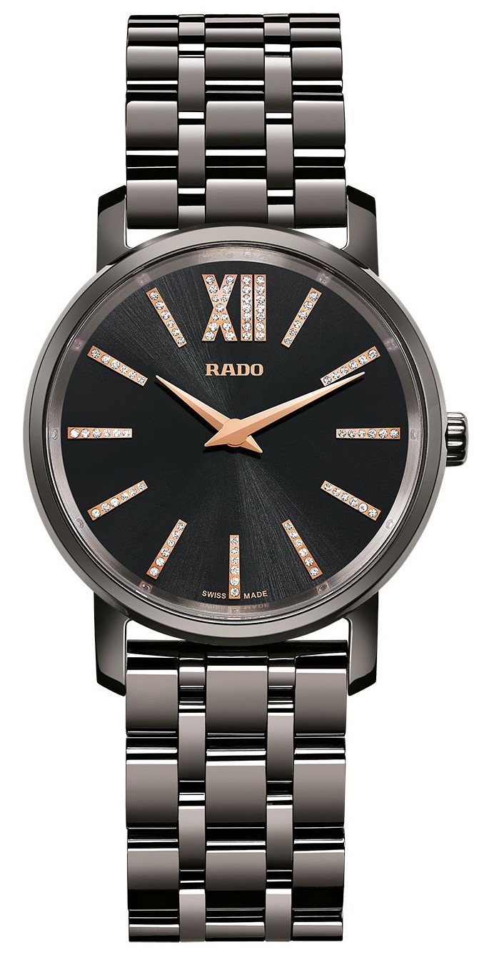 Rado Watches : R14064707 Quartz Diamond Dial Black Ceramic Women Watch