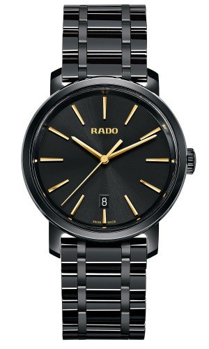 Rado Watches : R14066152 Quartz Black Dial Date Black Ceramic Men Watch