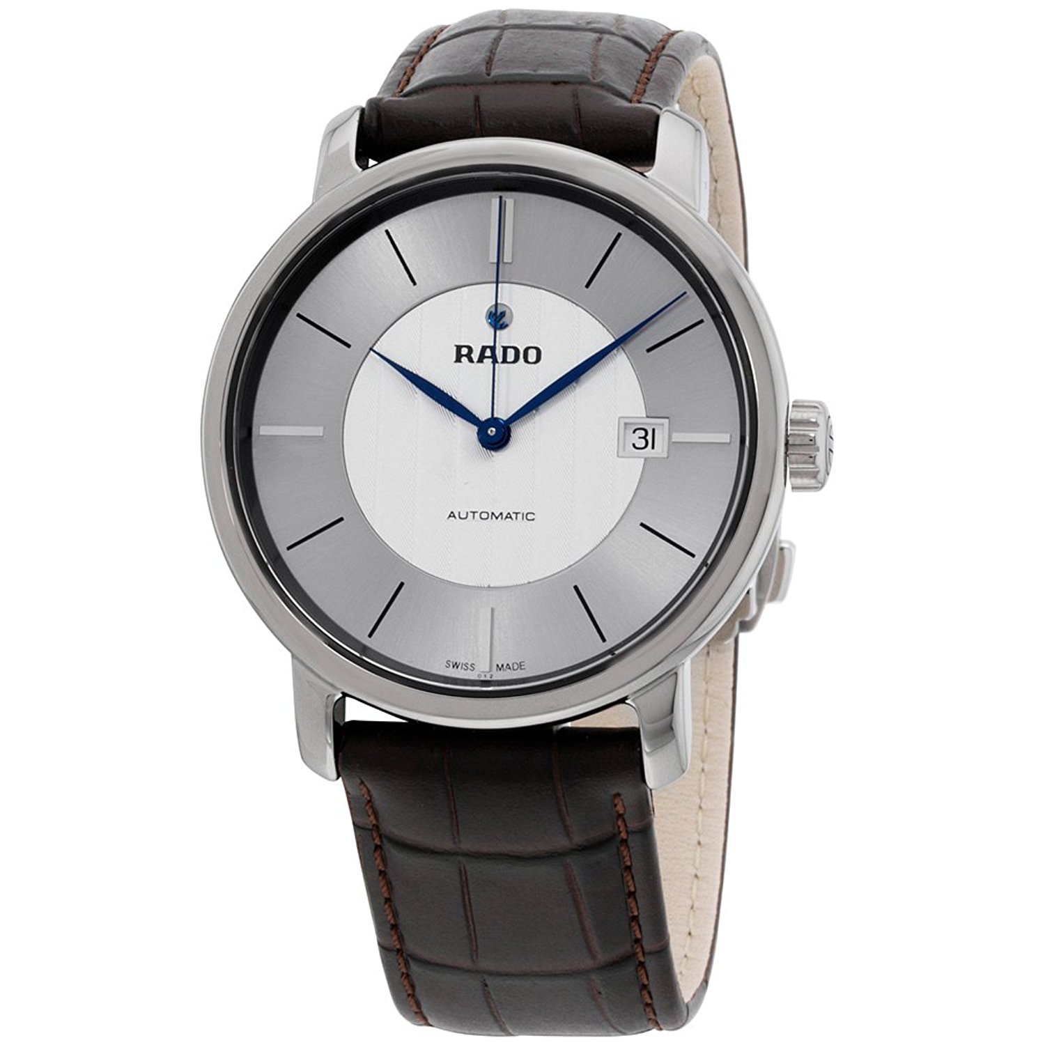 Rado Watches : R14074126 Silver Dial Calfskin Band Men Watch