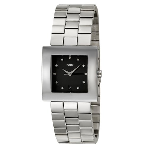 Rado Watches : R18681713 Quartz Black Dial Date Stainless Steel Men Watch