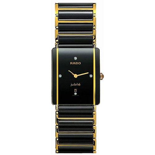 Rado Watches : R20381712 Black Dial Yellow Gold Band Men Watch
