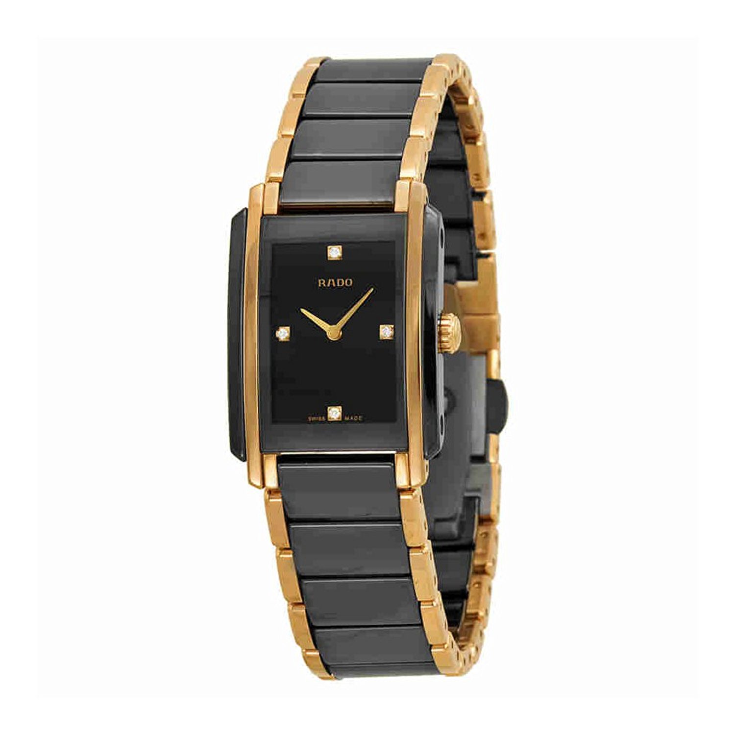 Rado Watches : R20612712 Black Dial Fixed Rose Gold-plated Band Men Watch