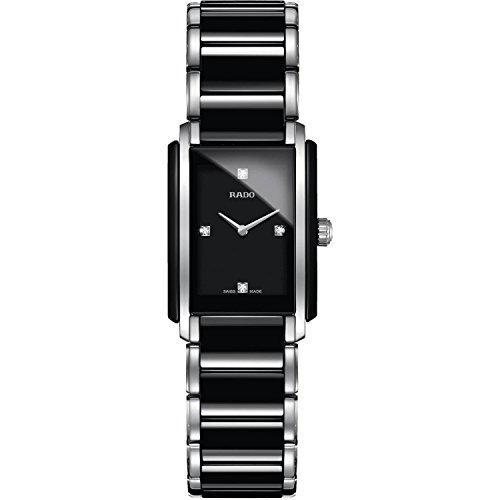 Rado Watches : R20613712 Quartz Black Diamond Dial Black Ceramic and Stainless Steel Women Watch