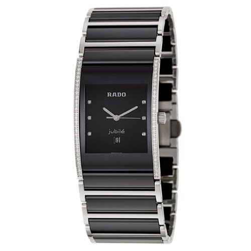 Rado Watches : R20757759 Quartz Analog Date Diamond Dial Diamond Bezel Stainless Steel and Black Ceramic Men Watch