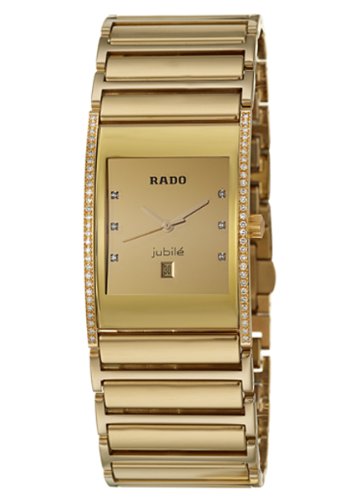 Rado Watches : R20781732 Quartz Analog Date Diamond Dial Diamond Bezel Gold Tone Stainless Steel and Ceramic Men Watch