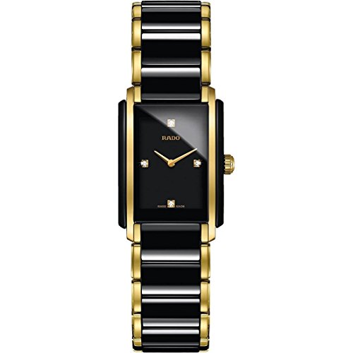 Rado Watches : R20845712 Quartz Black Diamond Dial Black Ceramic and Gold Tone Stainless Steel Women Watch