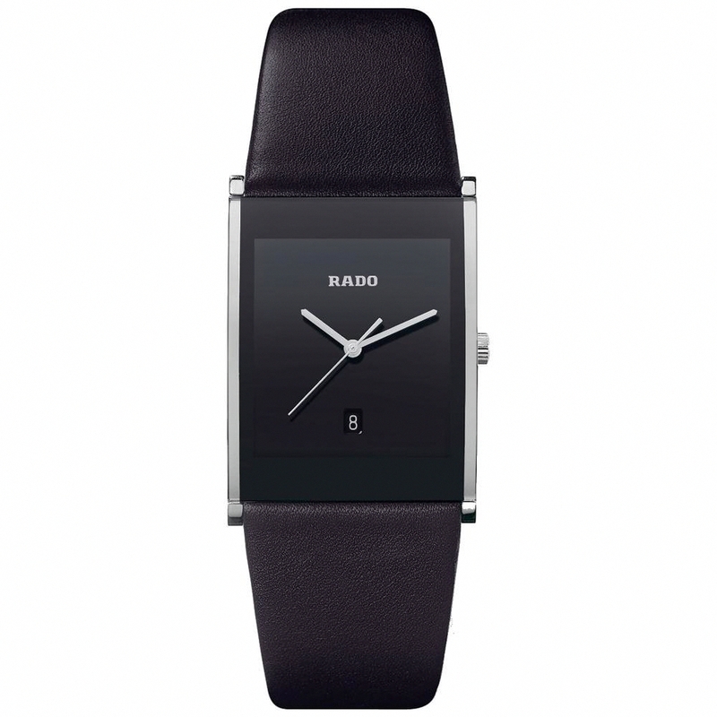 Rado Watches : R20861165 Quartz Black Dial Black Leather Men Watch