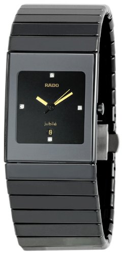 Rado Watches : R21347742 Quartz Black Ceramic (nearly Scratchproof) Black With 4 Diamonds And Gold Tone Hands Dial Black Ceramic Band Men Watch