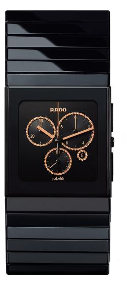 Rado Watches : R21714722 Quartz Chronograph Orange Sapphires Dial Ceramic 35mm Men Watch