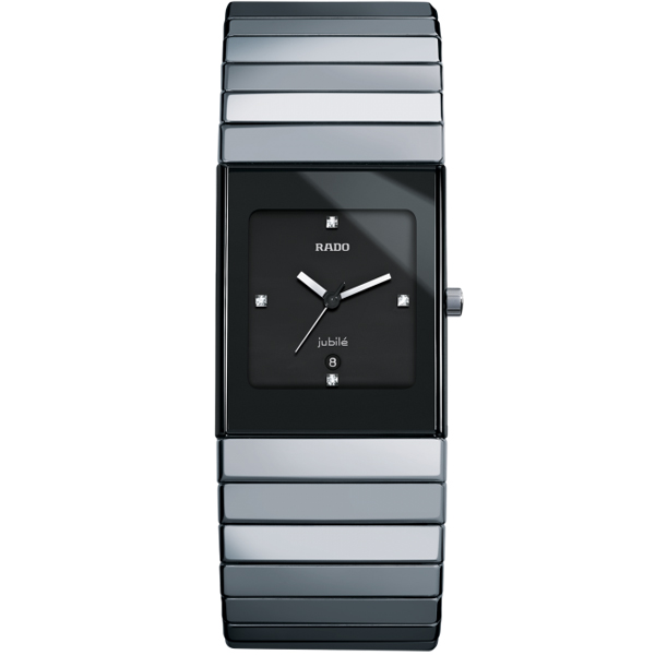 Rado Watches : R21826752 Quartz Diamonds Black Dial Ceramic 27mm Men Watch