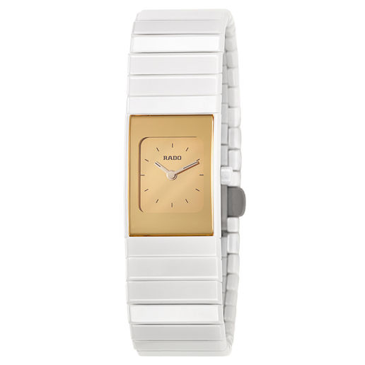 Rado Watches : R21985252 Quartz Gold Dial White Ceramic 19mm Women Watch