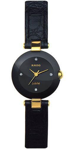 Rado Watches : R22829715 Quartz Black Ceramic Black Dial Black Leather Band Women Watch