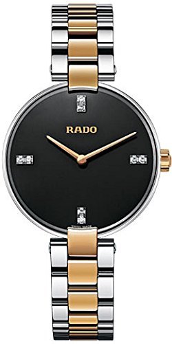 Rado Watches : R22850703 Quartz Diamond Black Dial Two Tone Stainless Steel Women Watch