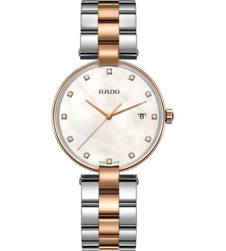 Rado Watches : R22853924 White Dial Fixed Rose Gold Pvd Band Women Watch