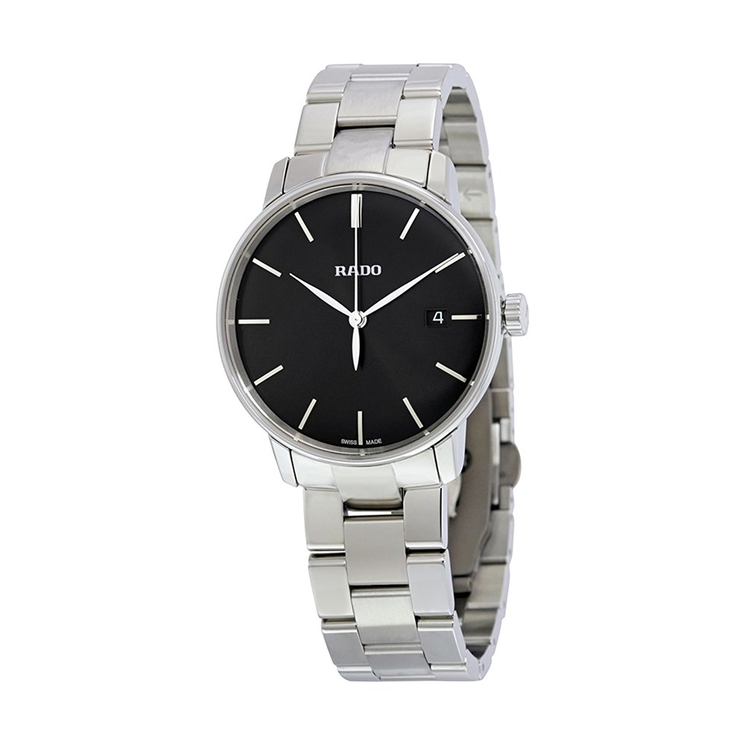 Rado Watches : R22864152 Black Dial Fixed Stainless Steel Band Men Watch