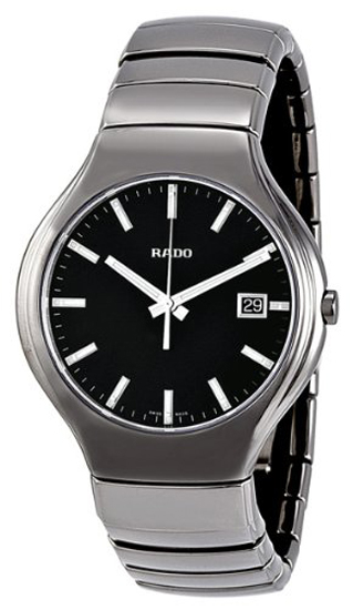 Rado Watches : R27654162 Quartz Black Dial Date Platinum Tone Ceramic Men Watch