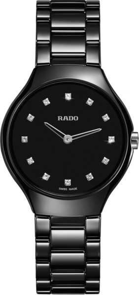 Rado Watches : R27742732 Quartz Diamond Hour Markers Dial Black Ceramic Women Watch