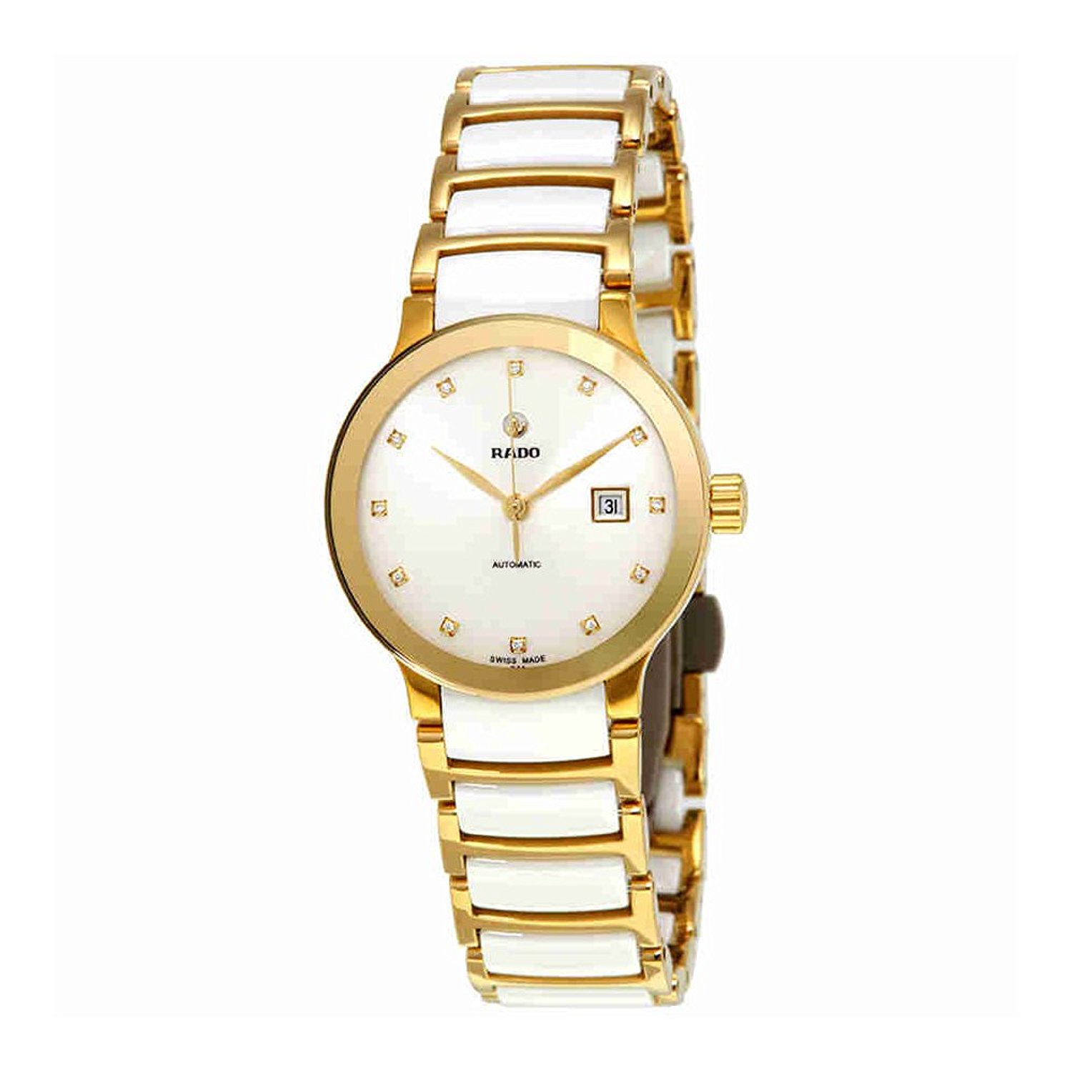 Rado Watches : R30080752 White Dial Fixed Gold Pvd Band Women Watch