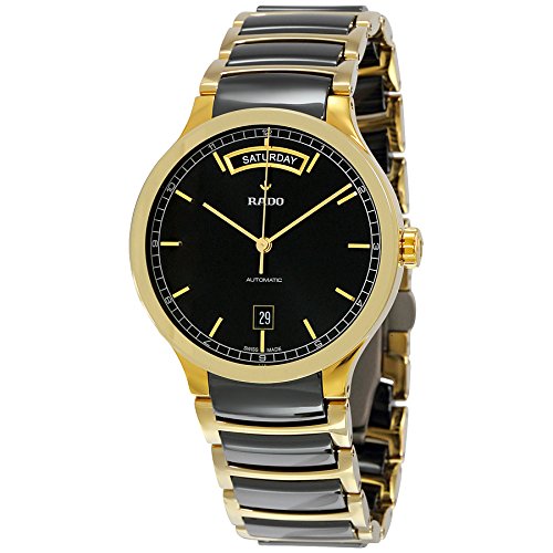 Rado Watches : R30157162 Black Dial Fixed Gold-plated Band Men Watch