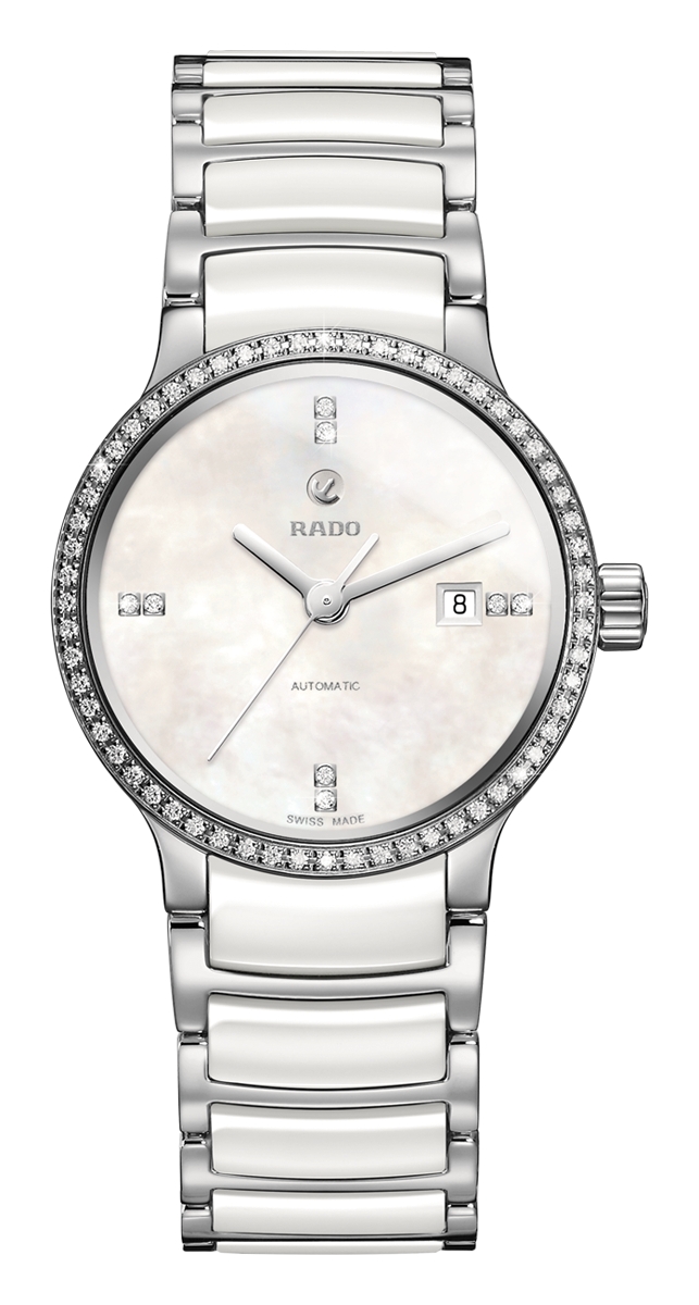 Rado Watches : R30160912 Automatic Mother of Pearl Dial Diamond Bezel Stainless Steel with White Ceramic Women Watch