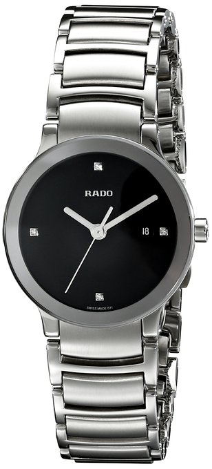 Rado Watches : R30928713 Quartz Black Diamond Dial Date Stainless Steel Women Watch
