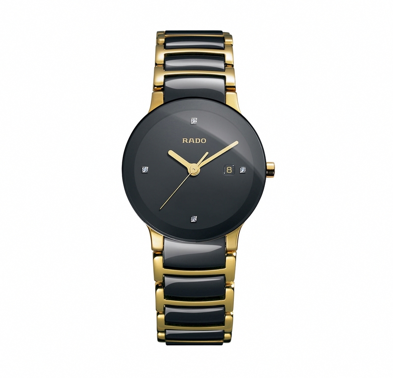 Rado Watches : R30930712 Quartz Diamonds Black Dial Ceramic and Stainless Steel Women Watch