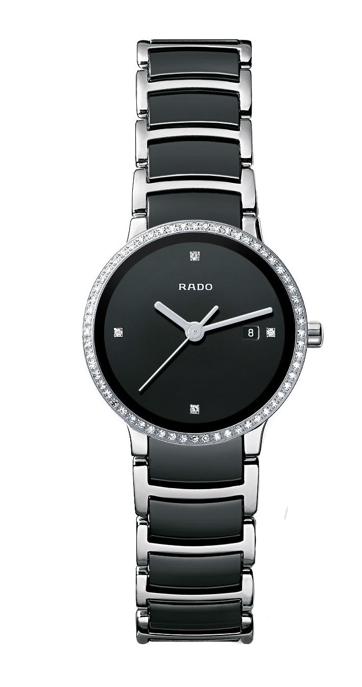 Rado Watches : R30933712 Quartz Diamond Dial Date Diamond Bezel Stainless Steel and Ceramic Women Watch