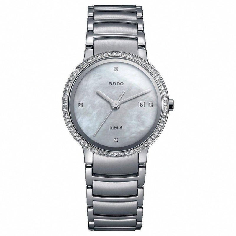 Rado Watches : R30936903 Quartz Mother of Pearl Diamond Dial Date Diamond Bezel Stainless Steel Women Watch