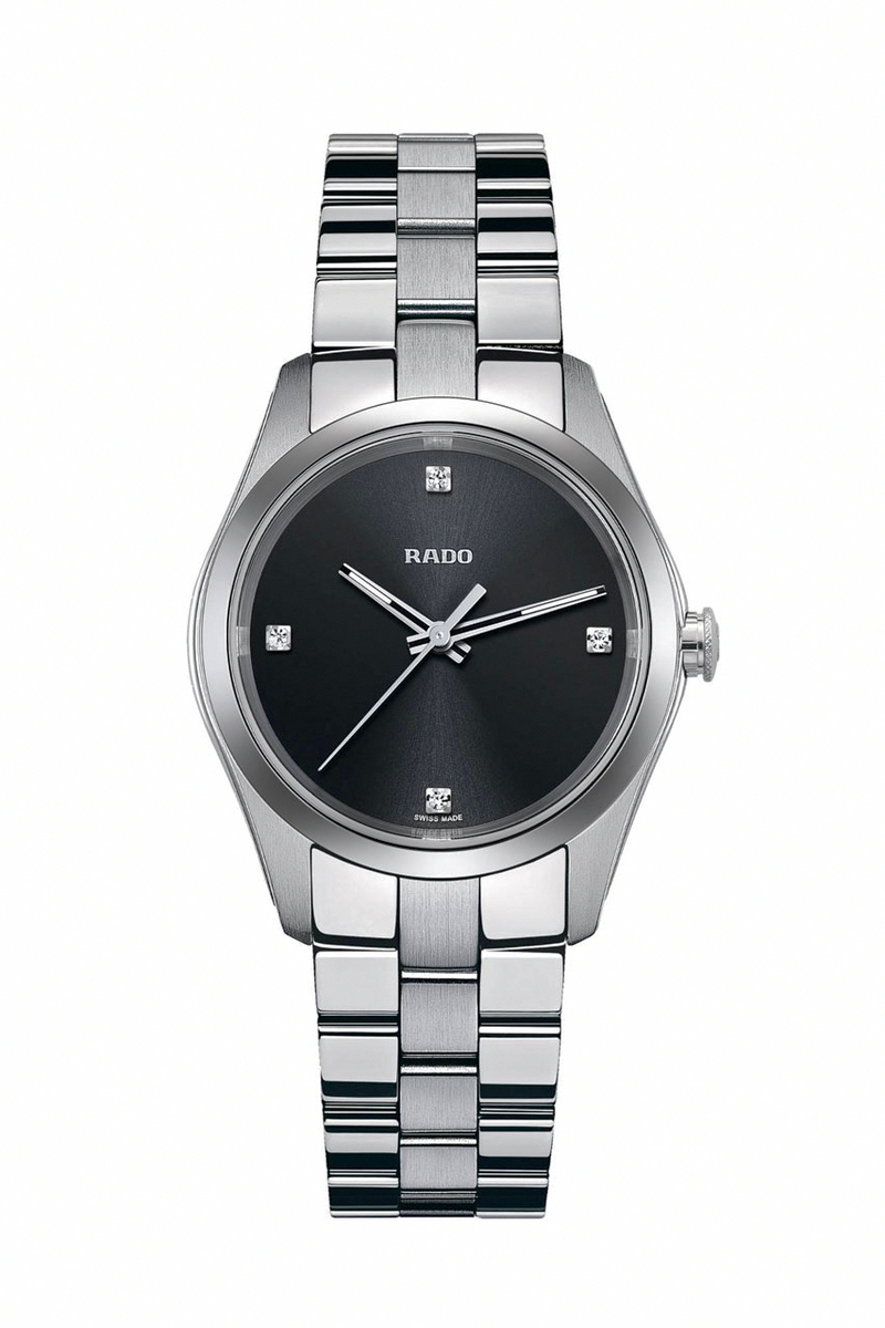 Rado Watches : R32110723 Quartz Diamond Black Dial Stainless Steel Women Watch