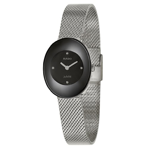Rado Watches : R53743713 Quartz Black Diamond Dial Stainless Steel Women Watch