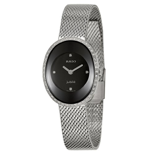 Rado Watches : R53763713 Quartz Black Diamond Dial Diamond Bezel Stainless Steel Women Watch