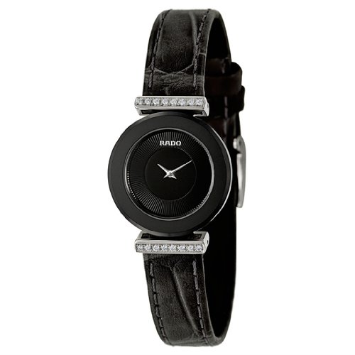 Rado Watches : R92380155 Black Dial Leather Band Women Watch