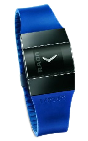 Rado Watches : R96548157 Quartz Black Synthetic Diamond Black Dial Blue Caoutchouc Band Men Watch