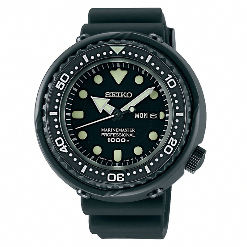 Seiko Watches : SBBN025 Marine Master Professional Day Date Black Rubber Men Watch