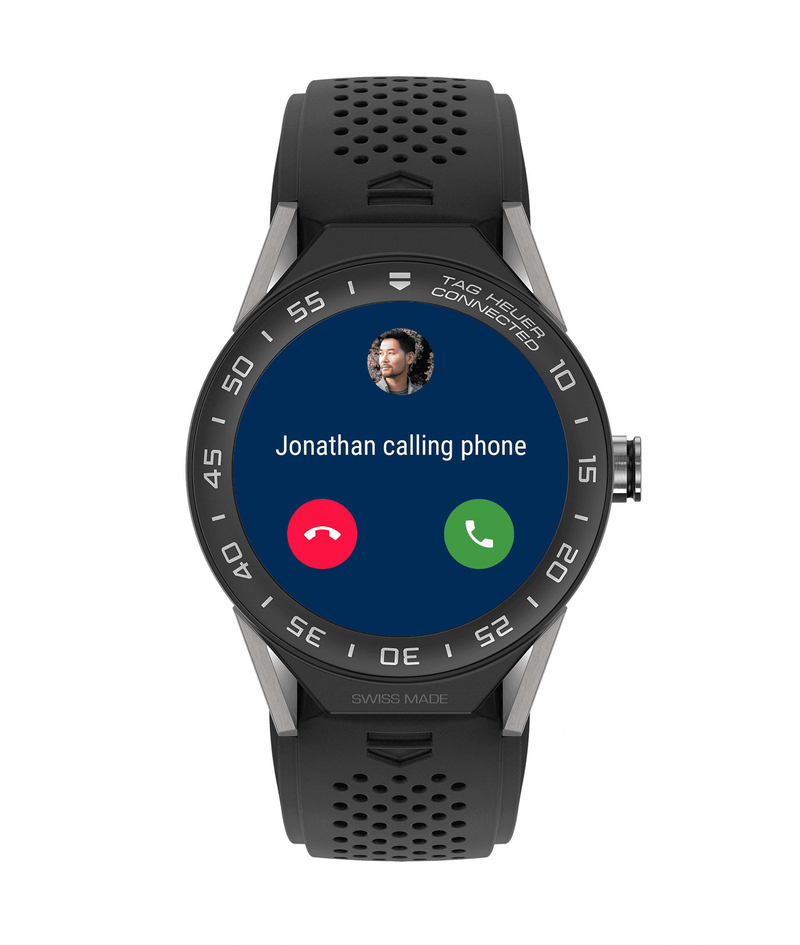 TAG Heuer Watches : SBF8A8001.11EB0099 Connected Modular 45 Smartwatch Black Ceramic Bezel Black Rubber Men Watch