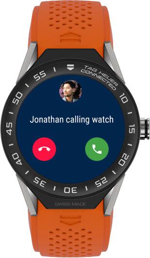 TAG Heuer Watches : SBF8A8001.11FT6081 Connected Modular 45 Smartwatch Black Mat Ceramic Bezel Orange Rubber Men Watch