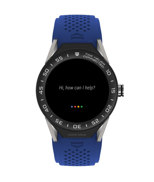 TAG Heuer Watches : SBF8A8001.11FT6118 Connected Modular 45 Smartwatch Black Mat Ceramic Bezel Blue Rubber Men Watch